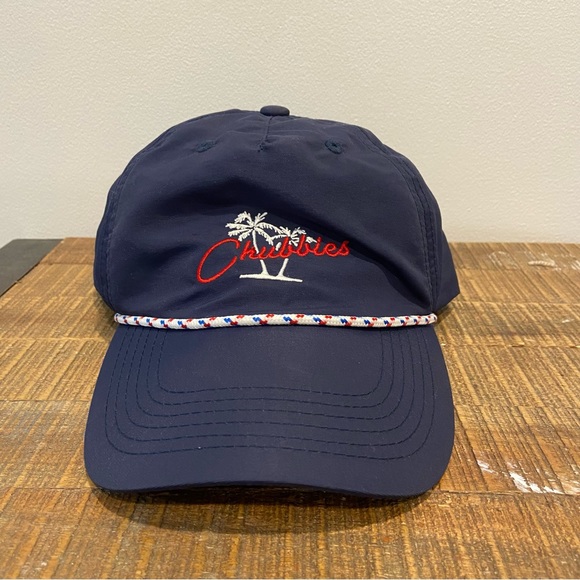 Chubbies Nylon Strapback Hat Cap Rope Brim Blue Adjustable Adult Preppy Boat - Picture 2 of 10